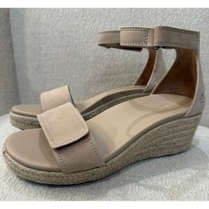 NWOB ABEO Cecile Wedge Sand Nubuck Leather Adjustable Comfort Sandals Size 6